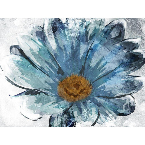 Sketched Blue Flower White Modern Wood Framed Art Print by OnRei