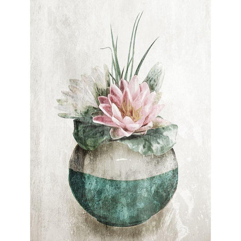 Water Lilly In Vase White Modern Wood Framed Art Print by OnRei