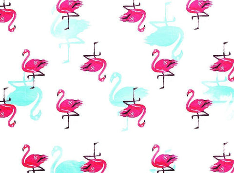 Flamingo Pattern White Modern Wood Framed Art Print with Double Matting by OnRei