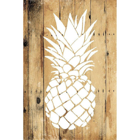 Wood Pineapple White Modern Wood Framed Art Print by OnRei