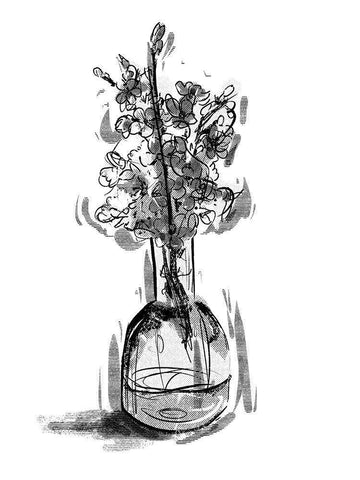 Inked In A Vase White Modern Wood Framed Art Print with Double Matting by OnRei