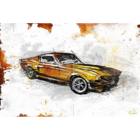 Car Rust Black Modern Wood Framed Art Print with Double Matting by OnRei