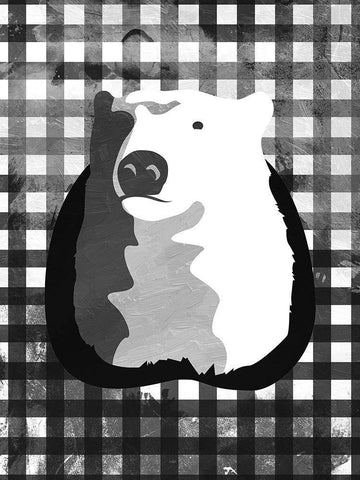 Bear BW Check Black Ornate Wood Framed Art Print with Double Matting by OnRei