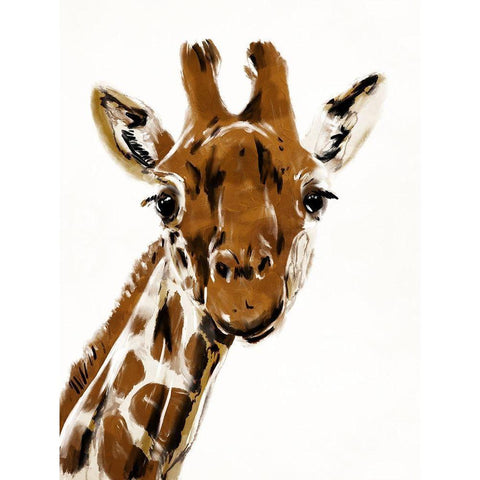 Original Giraffe Black Modern Wood Framed Art Print with Double Matting by OnRei