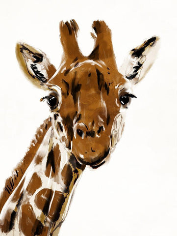 Original Giraffe White Modern Wood Framed Art Print with Double Matting by OnRei