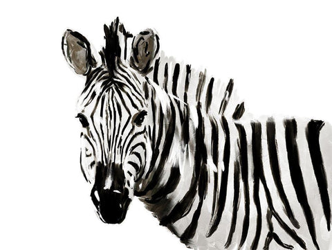 Original Zebra Black Ornate Wood Framed Art Print with Double Matting by OnRei