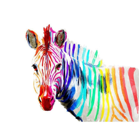 Coloful Zebra White Modern Wood Framed Art Print by OnRei