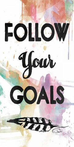 Follow Your Goals White Modern Wood Framed Art Print with Double Matting by OnRei