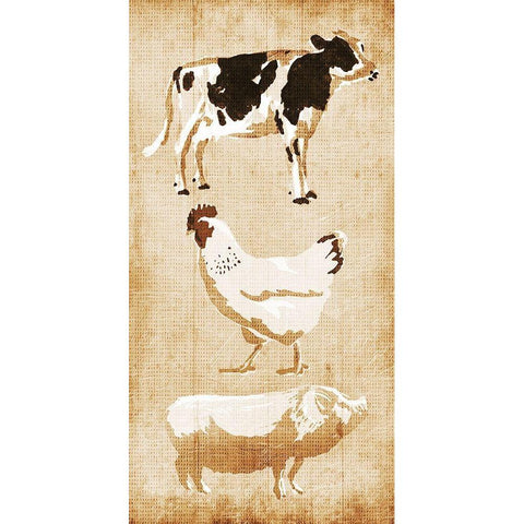 Farm Animals Gold Ornate Wood Framed Art Print with Double Matting by OnRei