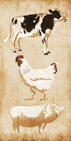 Farm Animals White Modern Wood Framed Art Print with Double Matting by OnRei