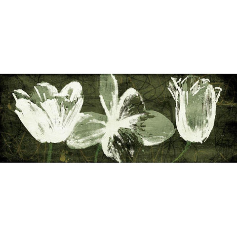 Floral Trio White Modern Wood Framed Art Print by OnRei