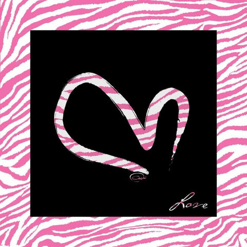 LOVE HOT PINK Black Ornate Wood Framed Art Print with Double Matting by OnRei