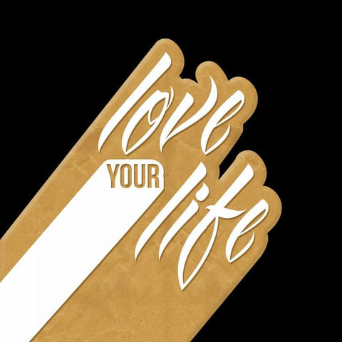 Love Your Life Gold Black Ornate Wood Framed Art Print with Double Matting by OnRei