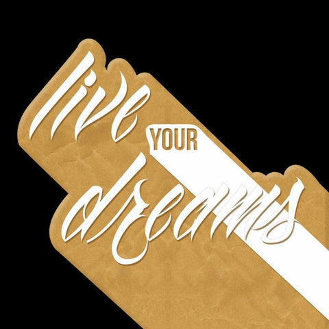 Live Your Dreams Gold Black Ornate Wood Framed Art Print with Double Matting by OnRei