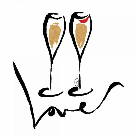 Love  Champagne Black Modern Wood Framed Art Print with Double Matting by OnRei