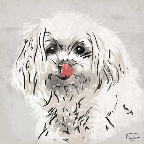 Wet Nose White Modern Wood Framed Art Print by OnRei