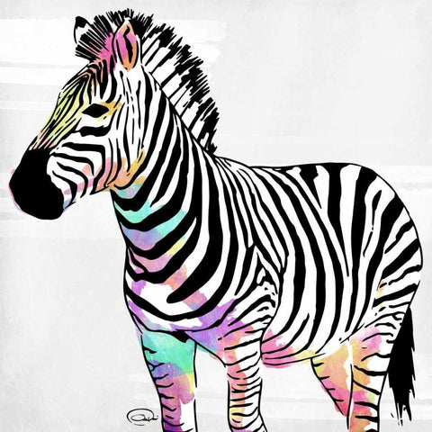 Zebra Head Colorful White Modern Wood Framed Art Print by OnRei