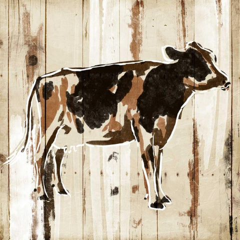 How Now Brown Cow White Modern Wood Framed Art Print by OnRei