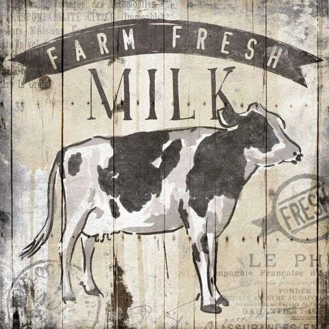 Farm Fresh Milk White Modern Wood Framed Art Print by OnRei