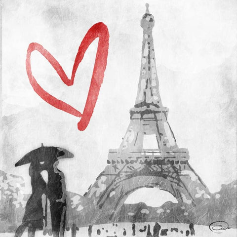 Love In Paris White Modern Wood Framed Art Print by OnRei