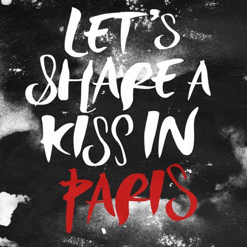 Kiss In Paris White Modern Wood Framed Art Print with Double Matting by OnRei