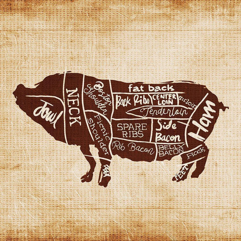 Pig Cut Black Modern Wood Framed Art Print by OnRei