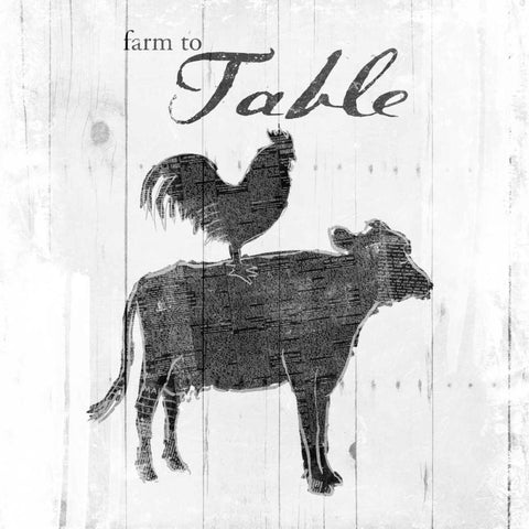 Farm to Chicken and Cow White Modern Wood Framed Art Print with Double Matting by OnRei