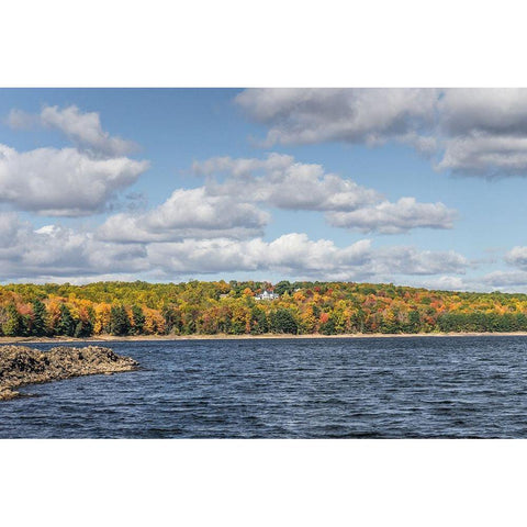 Lake View Black Modern Wood Framed Art Print by Orlando
