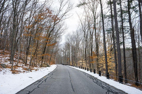 Cold Long Road White Modern Wood Framed Art Print with Double Matting by Orlando