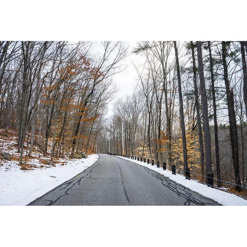 Cold Long Road Black Modern Wood Framed Art Print by Orlando