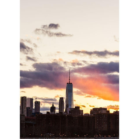 Good Night New York White Modern Wood Framed Art Print by Orlando