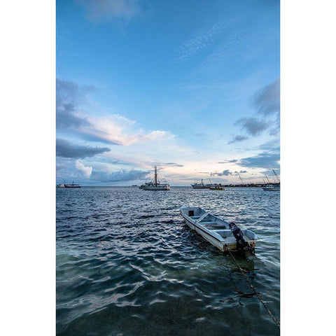 Engin Boat Black Modern Wood Framed Art Print by Orlando