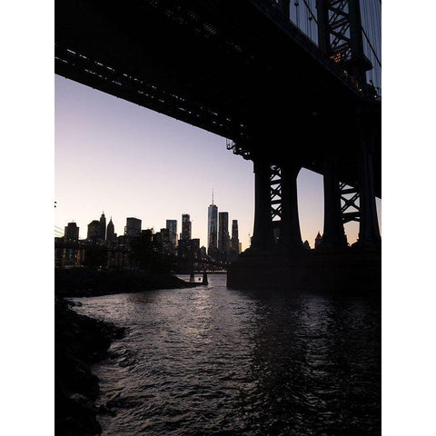 NYC at Dusk Gold Ornate Wood Framed Art Print with Double Matting by Orlando