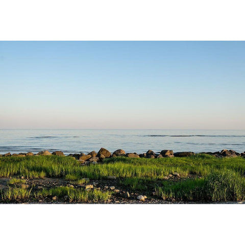 Rocky Shore White Modern Wood Framed Art Print by Orlando