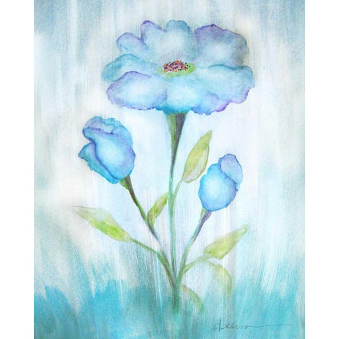 Floral Blue 2 White Modern Wood Framed Art Print by Pearson, Debbie