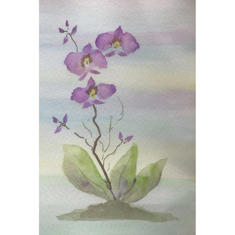 Orchid Duo 1 White Modern Wood Framed Art Print by Pearson, Debbie