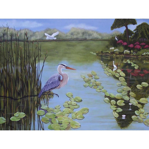 Heron and Egrets White Modern Wood Framed Art Print by Pearson, Debbie