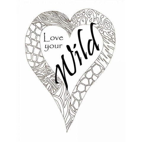 Heart Love Your Wild 1 Black Modern Wood Framed Art Print with Double Matting by Pearson, Debbie