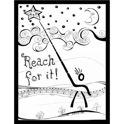 Reach For It Black Modern Wood Framed Art Print with Double Matting by Pearson, Debbie