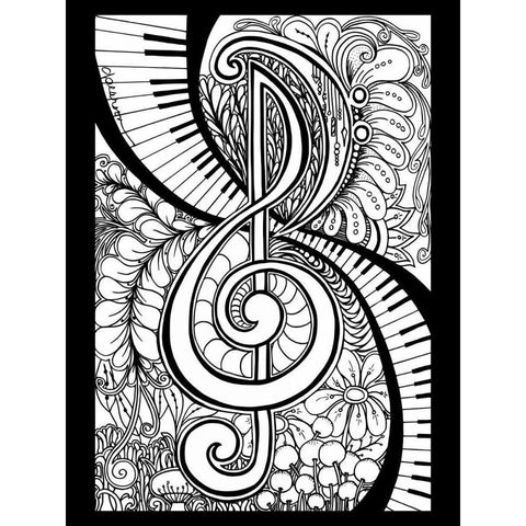 Treble Clef Garden Gold Ornate Wood Framed Art Print with Double Matting by Pearson, Debbie