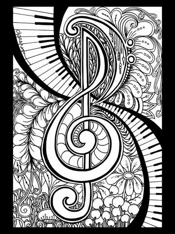 Treble Clef Garden White Modern Wood Framed Art Print with Double Matting by Pearson, Debbie