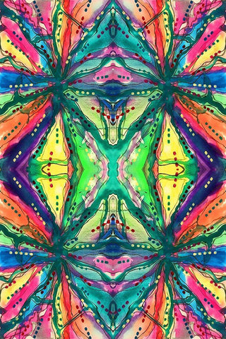 Kaleidoscope Abstract Pattern 223 White Modern Wood Framed Art Print with Double Matting by Pearson, Debbie