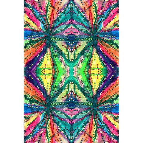 Kaleidoscope Abstract Pattern 223 Black Modern Wood Framed Art Print with Double Matting by Pearson, Debbie