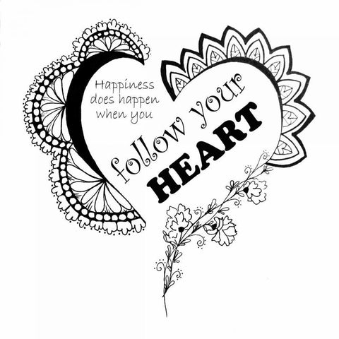 Follow Your Heart White Modern Wood Framed Art Print with Double Matting by Pearson, Debbie