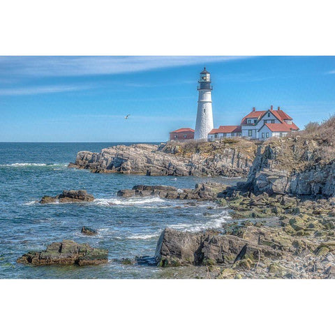 Portland Head LightHouse White Modern Wood Framed Art Print by DeLuca, Pat