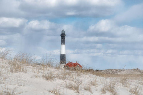 Fire Island Lighthouse Black Ornate Wood Framed Art Print with Double Matting by DeLuca, Pat