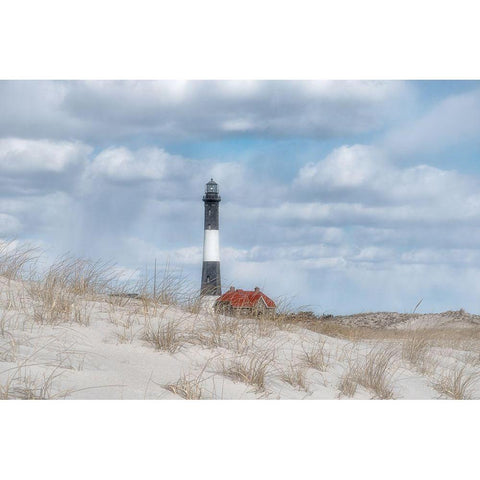 Fire Island Lighthouse Black Modern Wood Framed Art Print by DeLuca, Pat