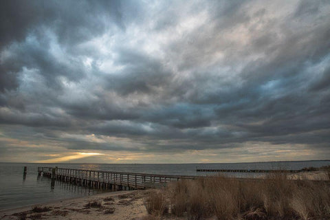 East Islip Sunset 2 Black Ornate Wood Framed Art Print with Double Matting by DeLuca, Pat