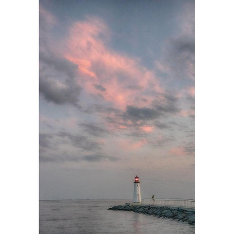 Patchogue Sunset White Modern Wood Framed Art Print by DeLuca, Pat