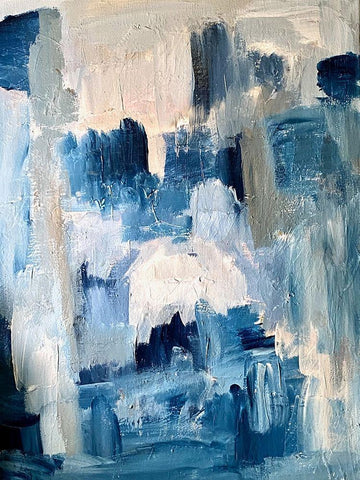 Blue Wonder White Modern Wood Framed Art Print with Double Matting by Spina, Phyllis